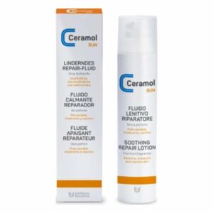 Eine Packung mit einem flüssigen Repair-Fluid für empfindliche, reaktive Haut, ohne Duftstoffe.