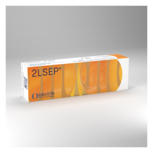 Schachtel mit dem Produktnamen 2LSEP® in Orange und Weiß, mit Logo von labolife.
