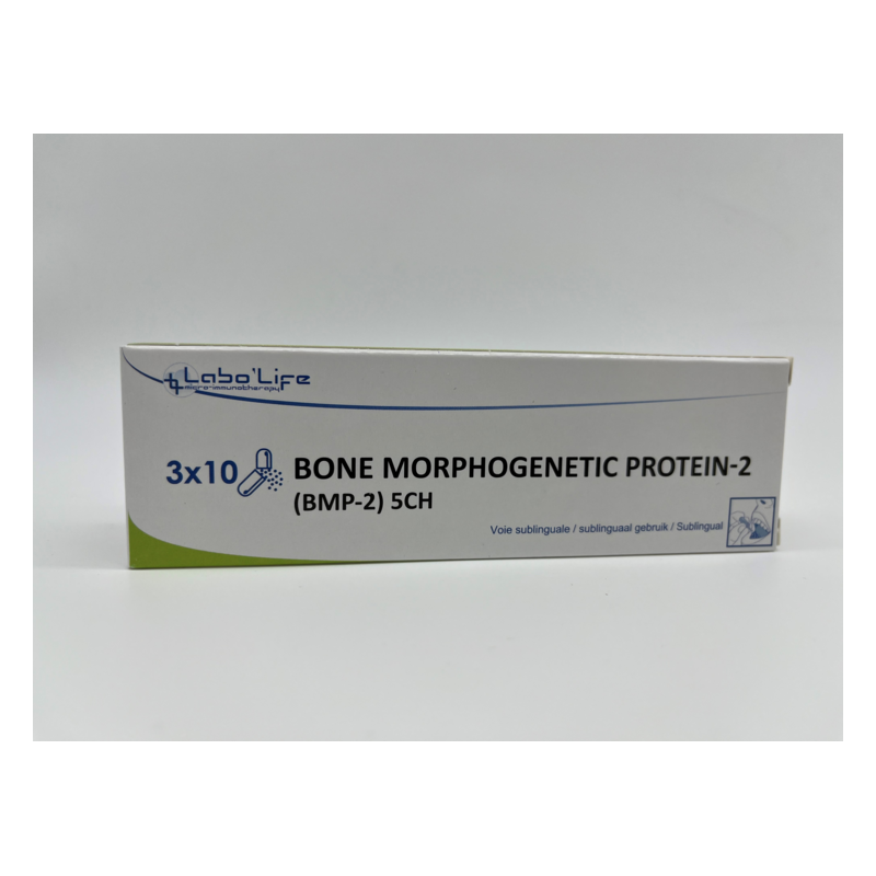 Packung mit Bone Morphogenetic Protein-2 (BMP-2) 5CH in einem klaren, informativen Design.