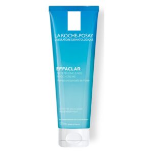 Tubenförmige Verpackung einer tiefenreinigenden Waschcreme von La Roche-Posay in Blau mit weißer Schrift.