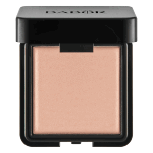 Quadratische, rosa-helle Lidschattenpalette in einem schwarzen Gehäuse mit anklappbarem Deckel.