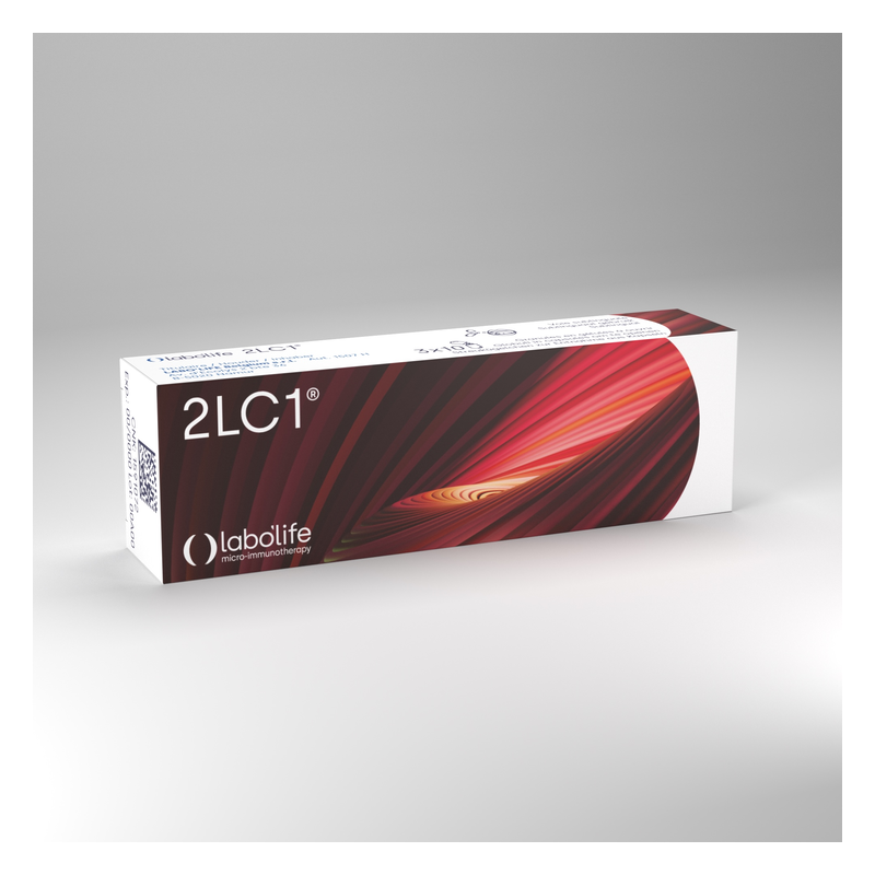 Verpackung des Produkts 2LC1 mit modernen geometrischen Mustern und dem Label von labolife.