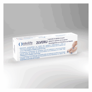 Verpackung von labolife 2LVERU, einem homöopathischen Mittel in Kapseln zur Unterstützung der Immunabwehr gegen Warzen.