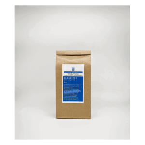 Braune Papierpackung mit blauer Aufschrift für Blasentee, zur Unterstützung der Harnwege.