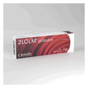 Packung mit 2LCLM® Globuli, design in Rot und Weiß mit Logo von labolife für Mikroimmuntherapie.