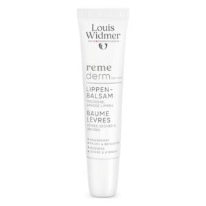 Lippenbalsam von Louis Widmer in einer weißen Tube, entwickelt für trockene, spröde Lippen.