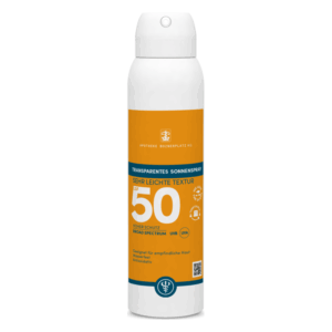 Transparenter Sonnenspray mit LSF 50, sehr leichte Textur, für empfindliche Haut, wasserfest, Antioxidantien.
