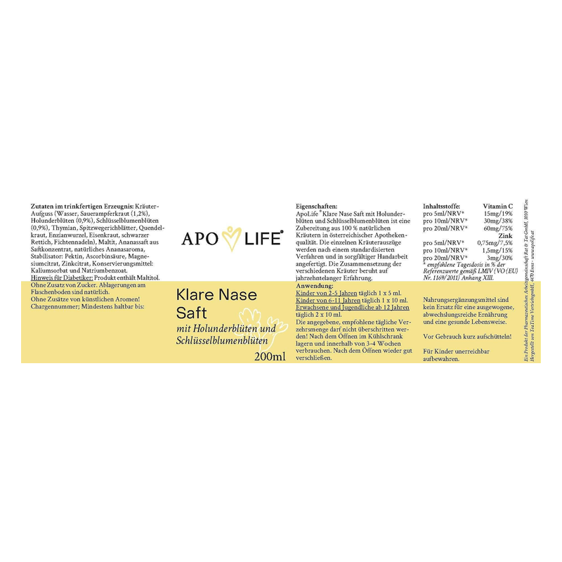 ApoLife Klare Nase Saft – Bild 2