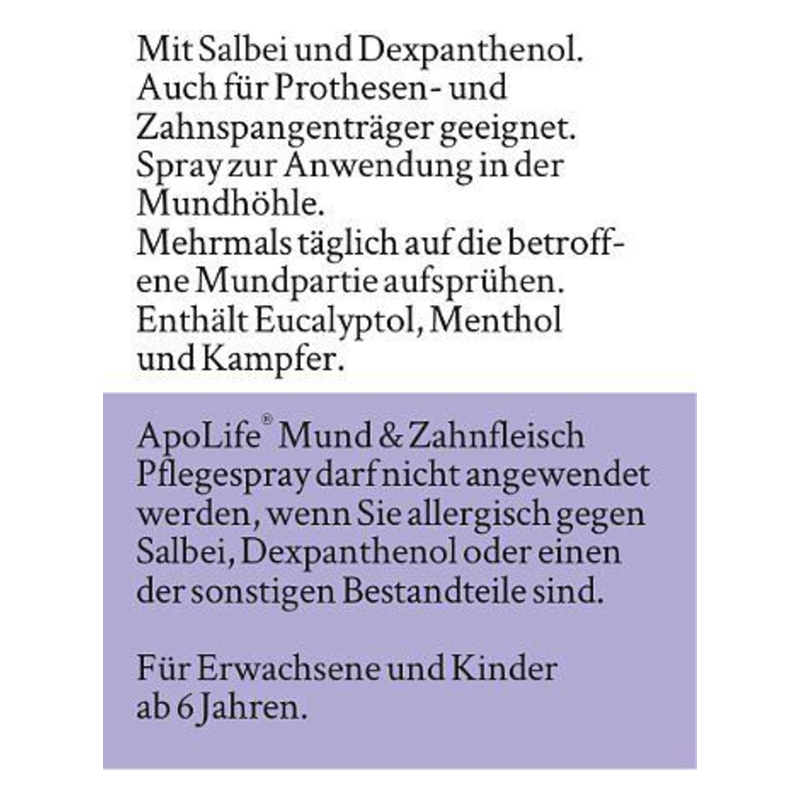 ApoLife Mund- und Zahnfleisch Pflegespray – Bild 2